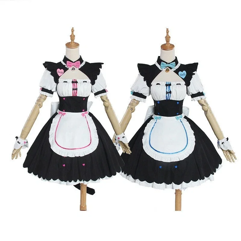 

Chocola Vanilla Cosplay Costume Kawaii Cat Maid Dress Full Set Women Cute Lolita Uniform Halloween Carnival Party Costume
