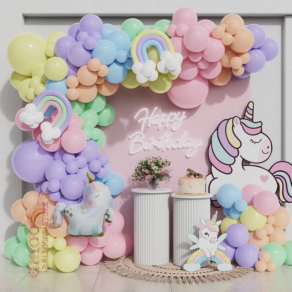 

Macaron Rainbow Balloon Garlands Arch Kit Colorful Unicorn Kids Birthday Party Balloons Decorations Wedding Baby Shower Supplies