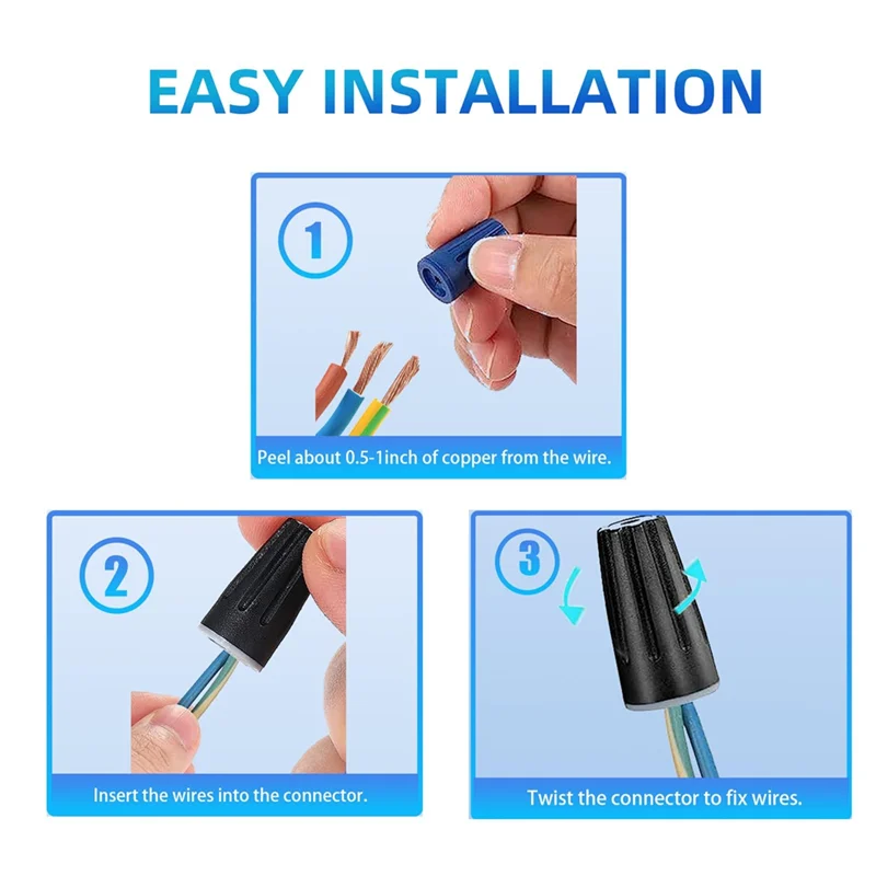 【Clearance Sale】60PCS Waterproof Outdoor Wire Connectors Cable Terminal Connector Electrical Sealant Twist Nuts Caps Gel 22AWG-1