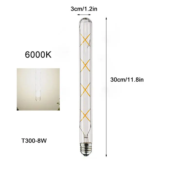 GY 100–240 V, 6000 K, LED-Glühlampe, 110 V, 120 V, 6500 K, röhrenförmige Edison-Glühbirnen, T10, T185 T225, T30, T300, lange Röhre, 4 W, 6 W, 8 W, LED-Glühbirne 10