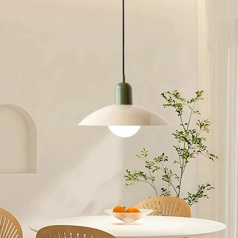 Nordic Green Glass Pendant Light - Vintage Mid Century Modern Hanging Lamp for Kitchen Island, Dining Room, Bedroom-ABHG