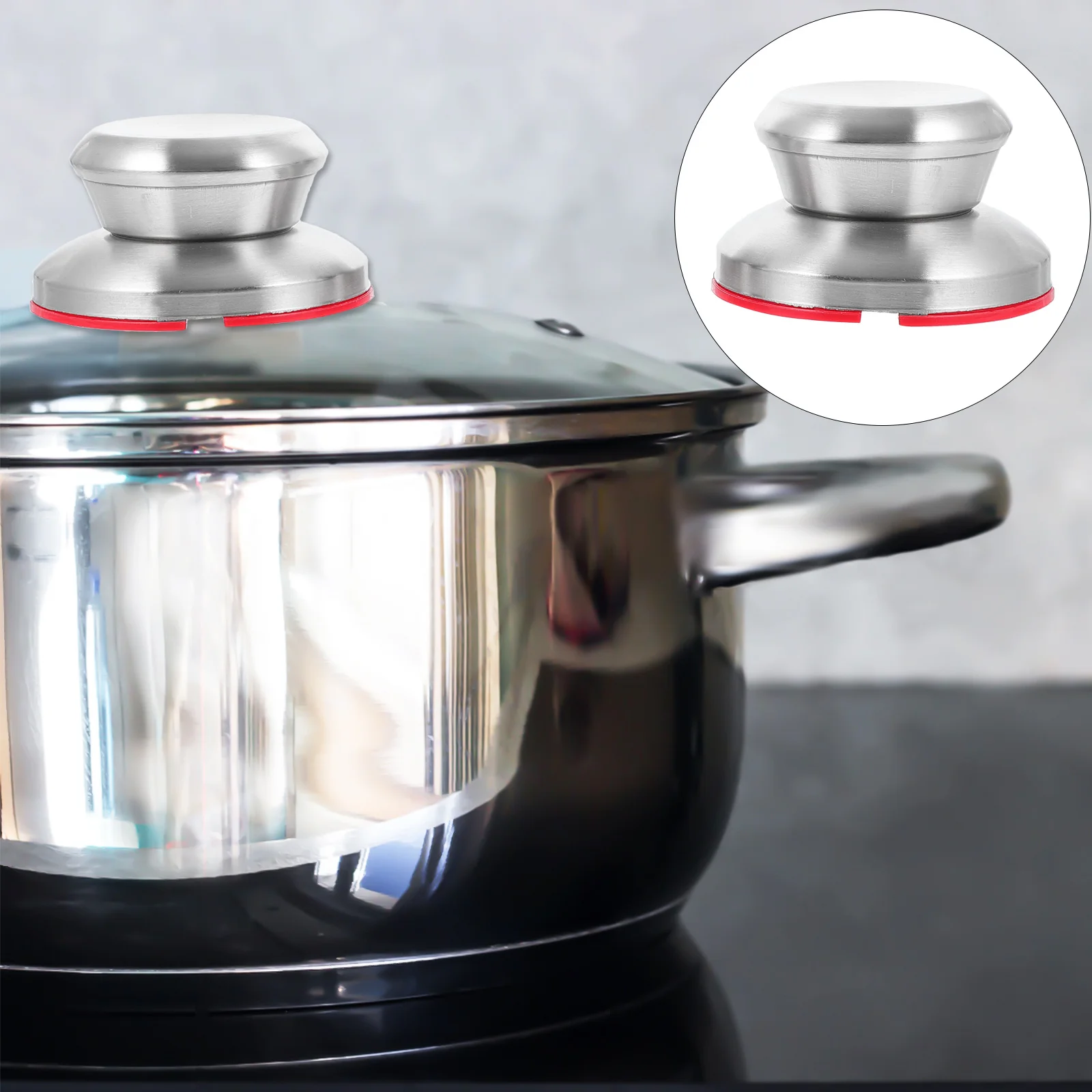 

3pcs Heat-Resistant Pot Lid Handle Replacement Kitchen Pan Cover Grip Widened Stainless Steel Cookware Holding Handle