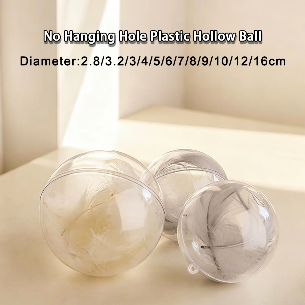 Dia 2.8/3.2/3/4/5/6/7/8/9/10/12/16cm No Lifting Ring Clear Plastic Hollow Transparent Ball for DIY Handmade Decorating Pieces
