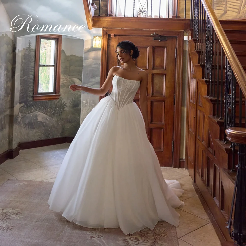 

Modern Pleat Lace A-Line Wedding Dress 2026 Boat-Neck Sleeveless Open Back Sweep Train Bridal Gown Vestidos De Novia Customized