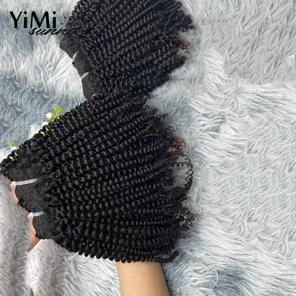 Spiral Curl Human Hair Bundles Remy Intalian Curl Human Hair Weft For Women Wholesale Burmese Curl Extension Full Head Yimisunny