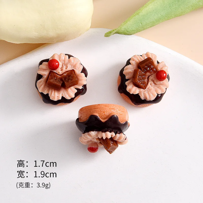 Resin Cake Cabochons for Christmas Decoration Accessories 10pcs Lovely 3D Flower Cakes Simulated Foods Resin Ornaments Charm