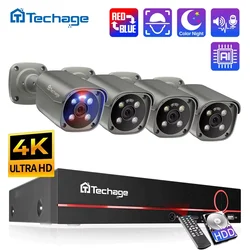 Techage 4K Ultra HD 8MP seguridad POE NVR Kit detección de rostro humano AI cámara inteligente al aire libre hogar CCTV Video cámara de vigilancia conjunto