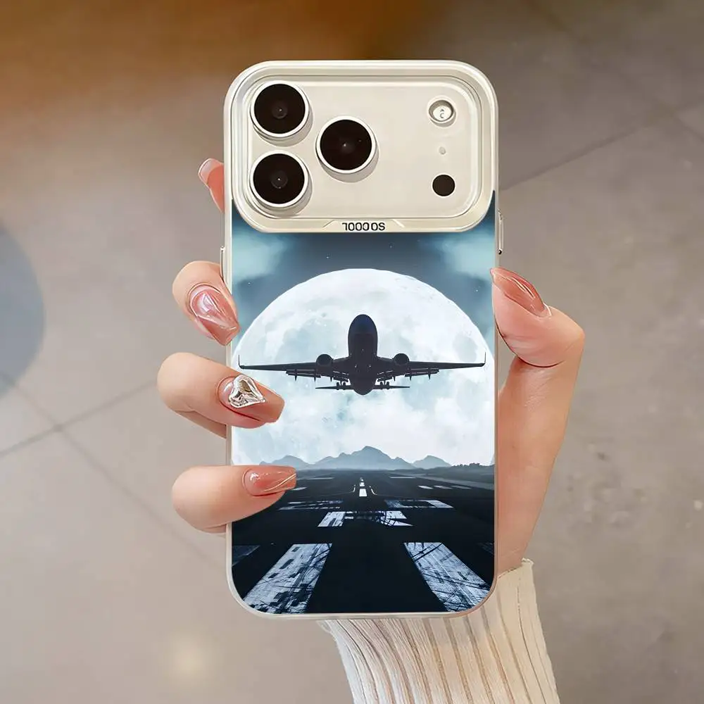 حافظة هاتف على شكل طائرة فنية للطيران لهواتف iPhone 17,16,13,12,X,11,15,14,Pro,Max,Plus,SE4,Air, Mini White IMD HD Matte