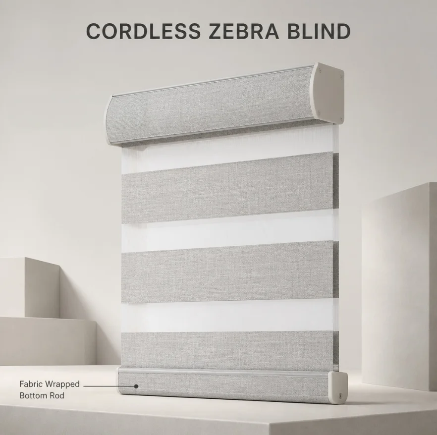 China Factory Wholesale Cordless Spring Control Dual Layer Blackout Zebra Blind For Window