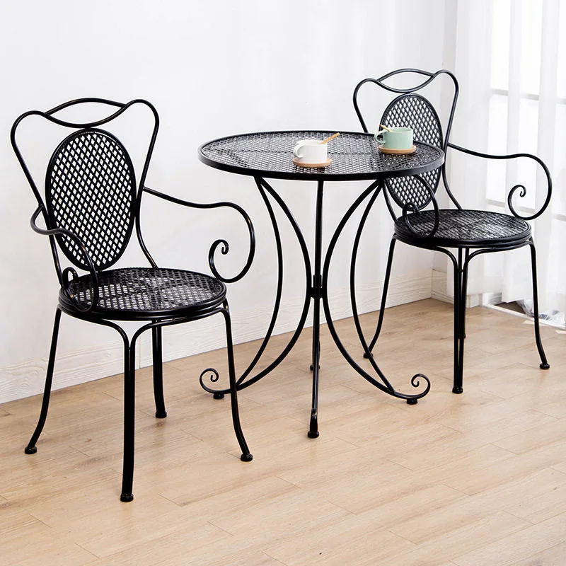 Simple casual wrought iron balcony table and chair combination courtyard garden milk tea shop three-piece outdoor seat modern