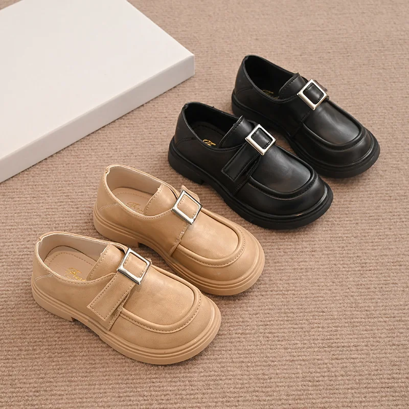 Zapatos 2025 Autumn New British Style Kids Leather Shoes Comfort Non Slip Boys' Loafers Simple Versatile Girls Casual Shoes