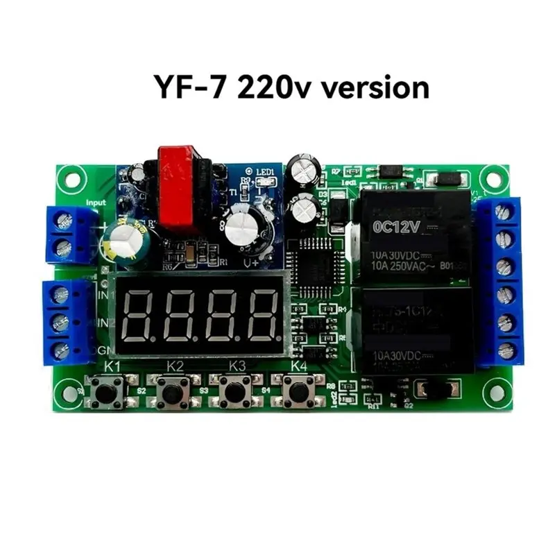 ABRU-YF-7 AC110V-220V Dual Channel Delay Relay Module Multifunctional Pulse Trigger Cycle Timer 0.01S-999Ms Control Switch