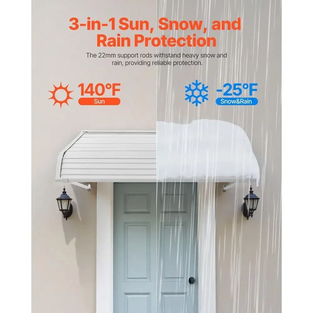 Durable 48x42 Window Awning for Door Entrance, Lightweight Outdoor Awnings for Rain and Sun Protection