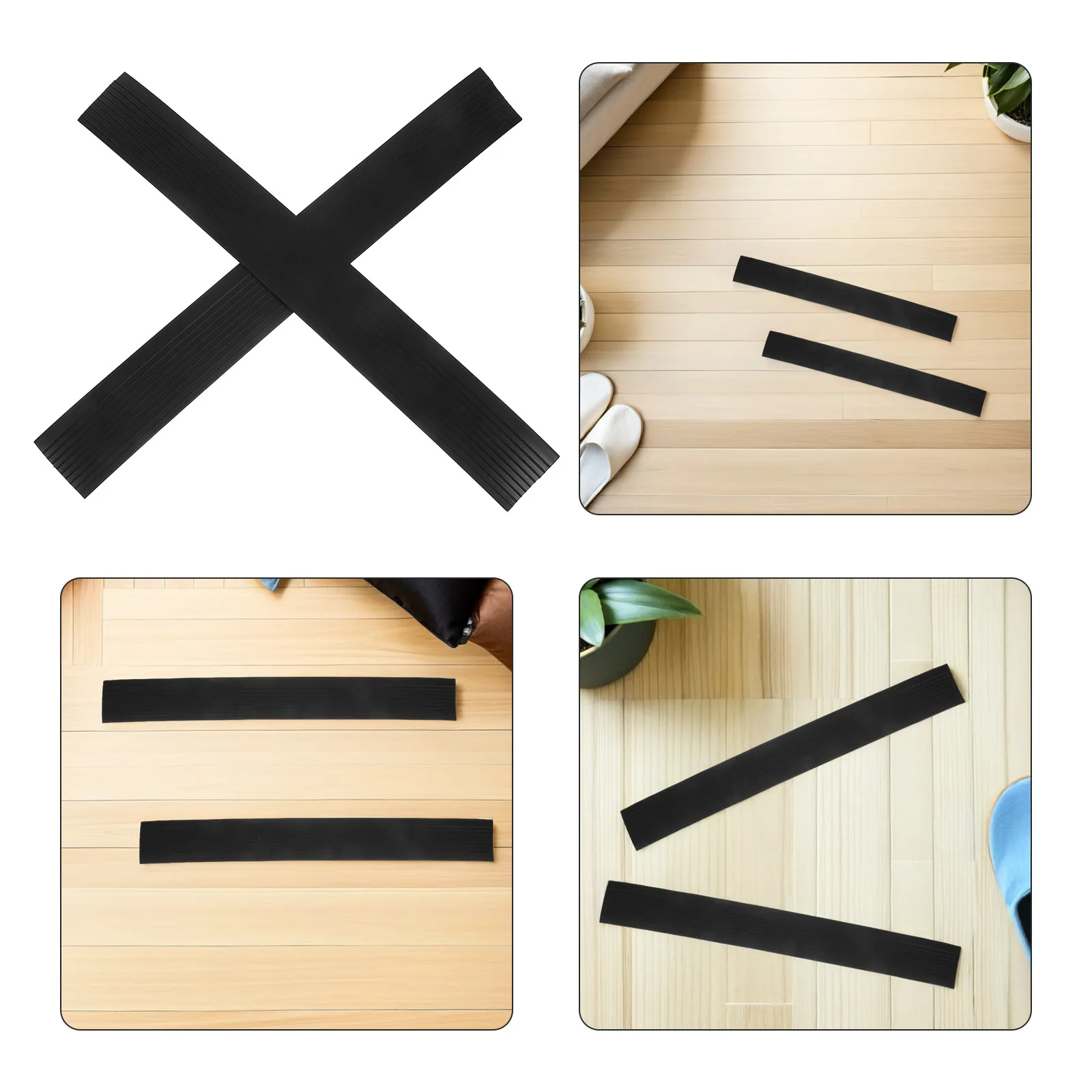 2Pcs Rubber Threshold Ramp Pad for Robot Vacuum Sweeper Smooth Slope Transition Mat Flexible Door Frame Fit Non-Slip Grip