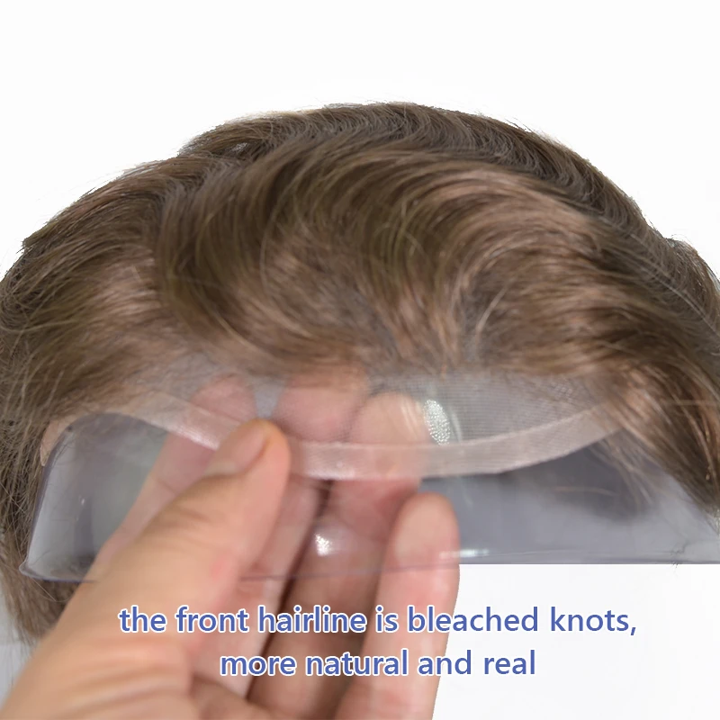 Lace PU Perücke Langlebiges Haarsystem für Männer Französische Lace-Front Herren-Toupet Haarteil Natürlicher Haaransatz Echthaar-Toupet für Männer – Detail 4