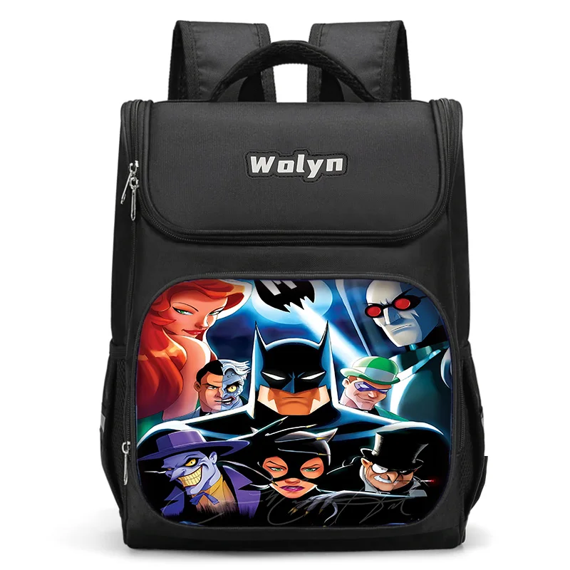 Bolsa escolar super-heróica grande para meninos e meninas, logotipo B-Batmans, mochila de viagem durável, multi-compartimen