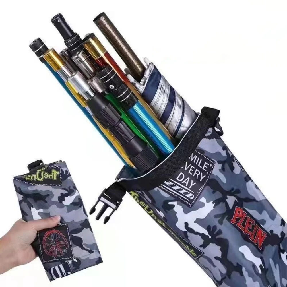 130/140cm Fishing Rod Bag Random Color Large Capacity Folding Fishing Bag Side Bag Waterproof Fishing Tackle Bag Utility Storage