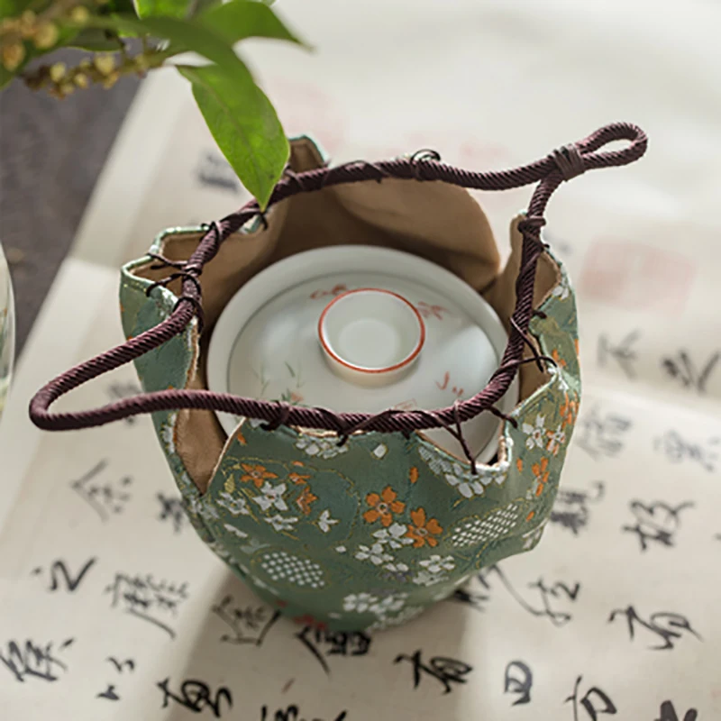 Chinese Style Ceramics Teapot Teacup Storage Bag Pouch Portable Travel Outdoor Gaiwan Package Cloth Bag Tea Set Cozy Cozies