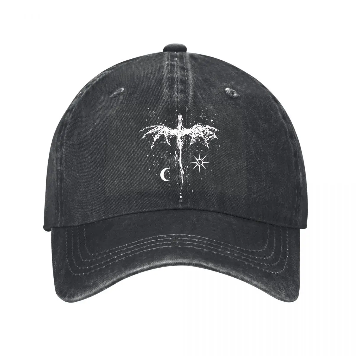 Korean Dragon Outline Minimal Fantasy Art Design New Vintage Washed Cotton Baseball Cap Hip Hop Sun Hats