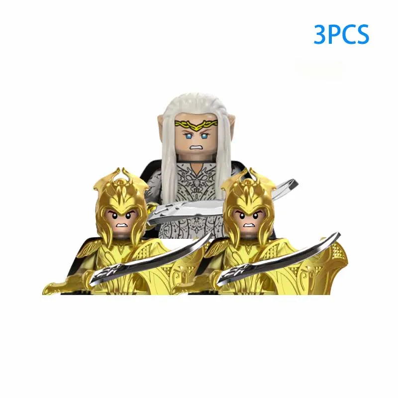 3pcs Medieval Elf Rohan Soldiers Guard Army Lotr Action Dolls Mini Building Blocks Assembly Building Blocks MOC Children's Gift