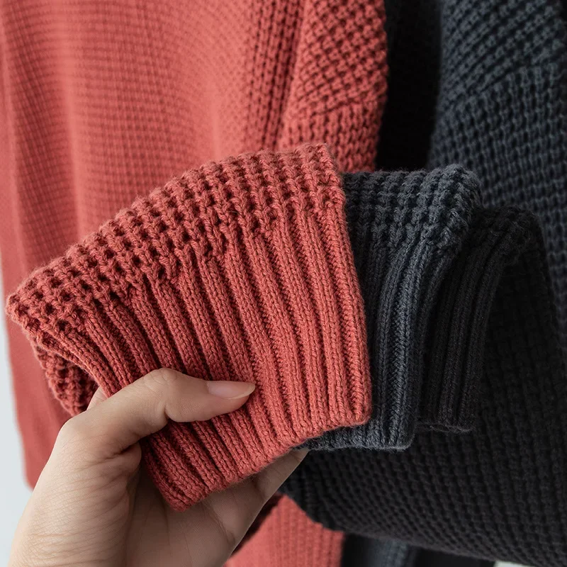 Men Sweater Men Winter Sweater Top Heavy Knit Coat Crew Neck Pullover Japanese Style Sweater Men Thick Couple Coat