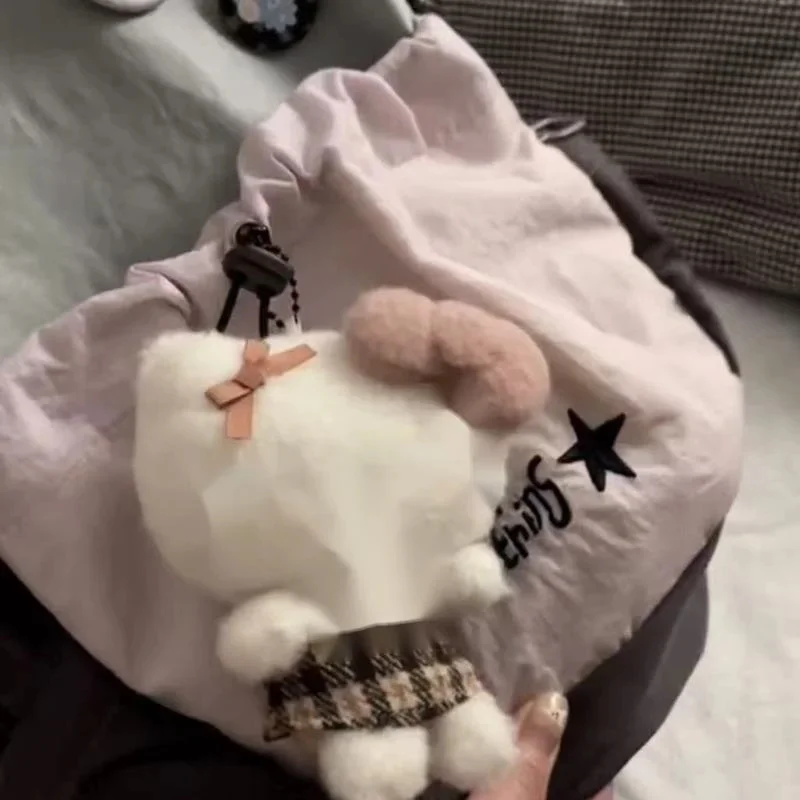 Y2K Star Grey Pink Backpacks Embroidery Korean English Print Back To School Sweet Commuter Zipper High Capacity Bag Backpack New