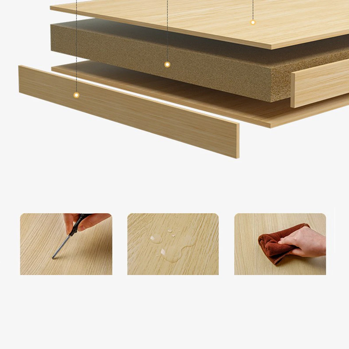 مكتب كمبيوتر من الخشب الصلب، مكتب كمبيوتر منزلي للطلاب، غرفة نوم بجانب السرير، طاولة صغيرة مع رف تخزين خزانة مزدوجة #6