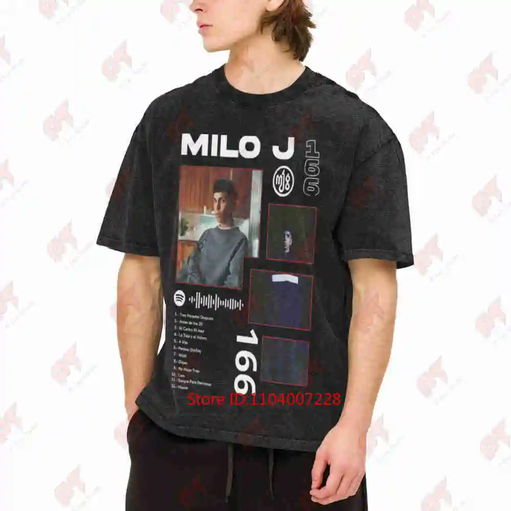 Milo J 166 Album Tracklist Rapper Vintage Washed Tee Pure Cotton T-Shirt