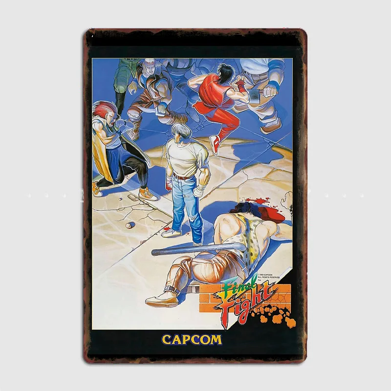 FINAL FIGHT PROMO ART Retro Metal Sign Poster Garage Posters Club Indoor Room Decor Home Decoration Bedroom Wall Decor
