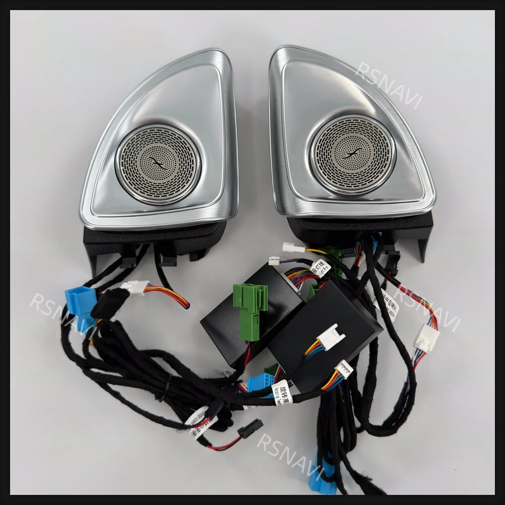 Front Door Tweeter Grilles with Ambient Lighting for Mercedes-Benz GLB X247 & GLA H247 2020-2024, Triangular Speaker Cover Parts