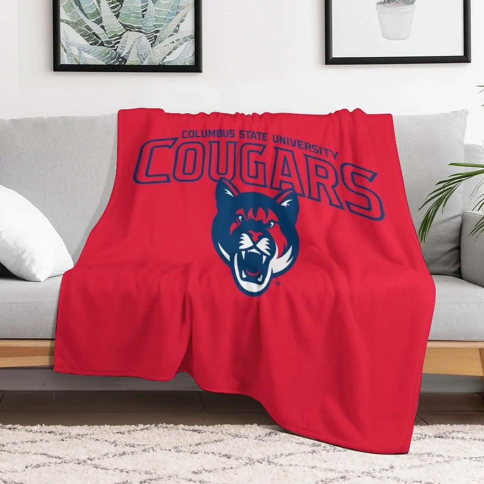 new Columbus State-Cougars Throw Blanket Large Soft Plush Plaid Blankets