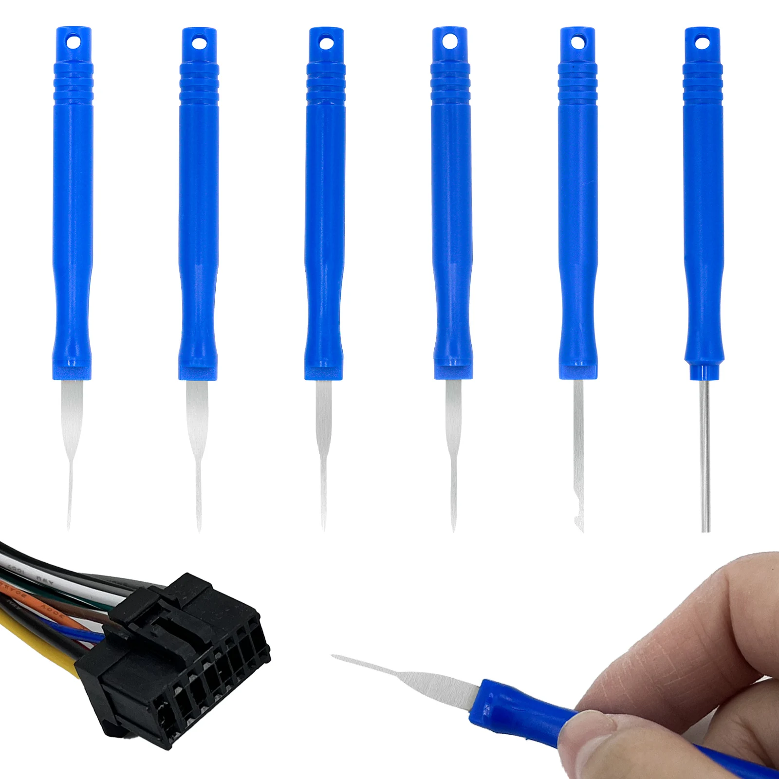 6Pcs Upgraded Blue Electrical Pin Removal Tool Kit Electrical Wire Connector Pin Release Tool Automotive Terminal Release Kit