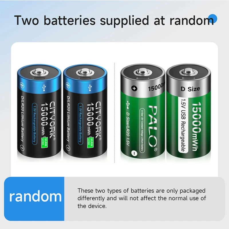 PALO 1.5V D Kích Thước Pin Loại C USB Sạc Pin Li-ion D Lipo LR20 Pin Cho Bếp Gas RC Camera Máy Bay Không Người Lái Phụ Kiện