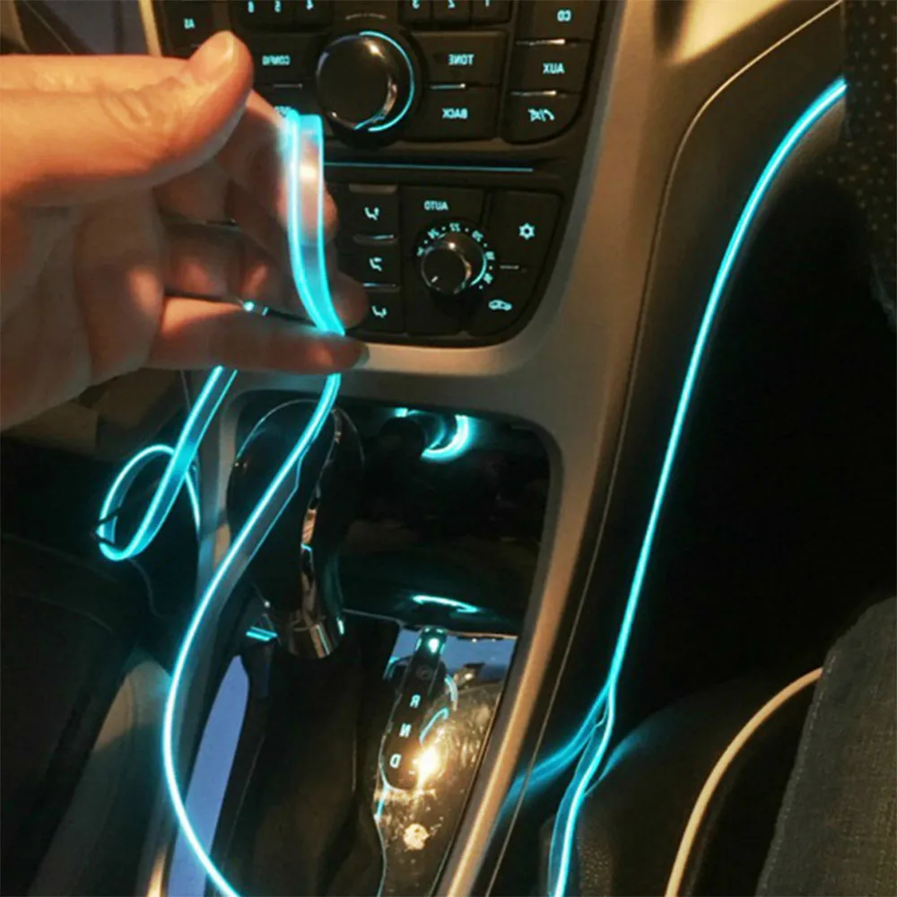 1M/2M/3M/5M Universal Car Interior Lighting LED Strip Decoration Garland Wire Rope Tube Line Flexible Neon Light With USB Drive