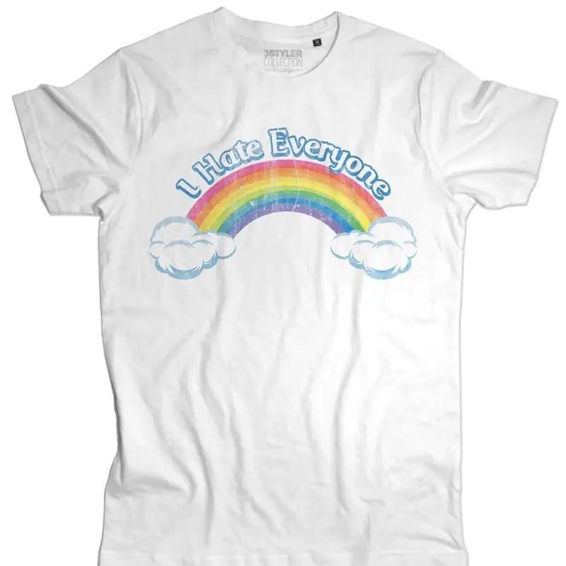 أنا أكره الجميع القلب الدببة قوس قزح الرجال تي شيرت #1