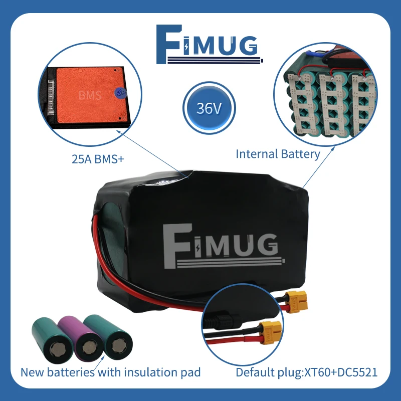 36V 10S5P 17.5Ah 18650 Lithium-ion Battery Pack with Built-in BMS Protection Board for Electric Motorcycles and Bicycles