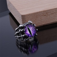 Gothic Demon Eyes Statement Rings Exaggerated Punk Claw Colorful Evil Eye Finger Ring Halloween Party Gift Jewelry For Women Men