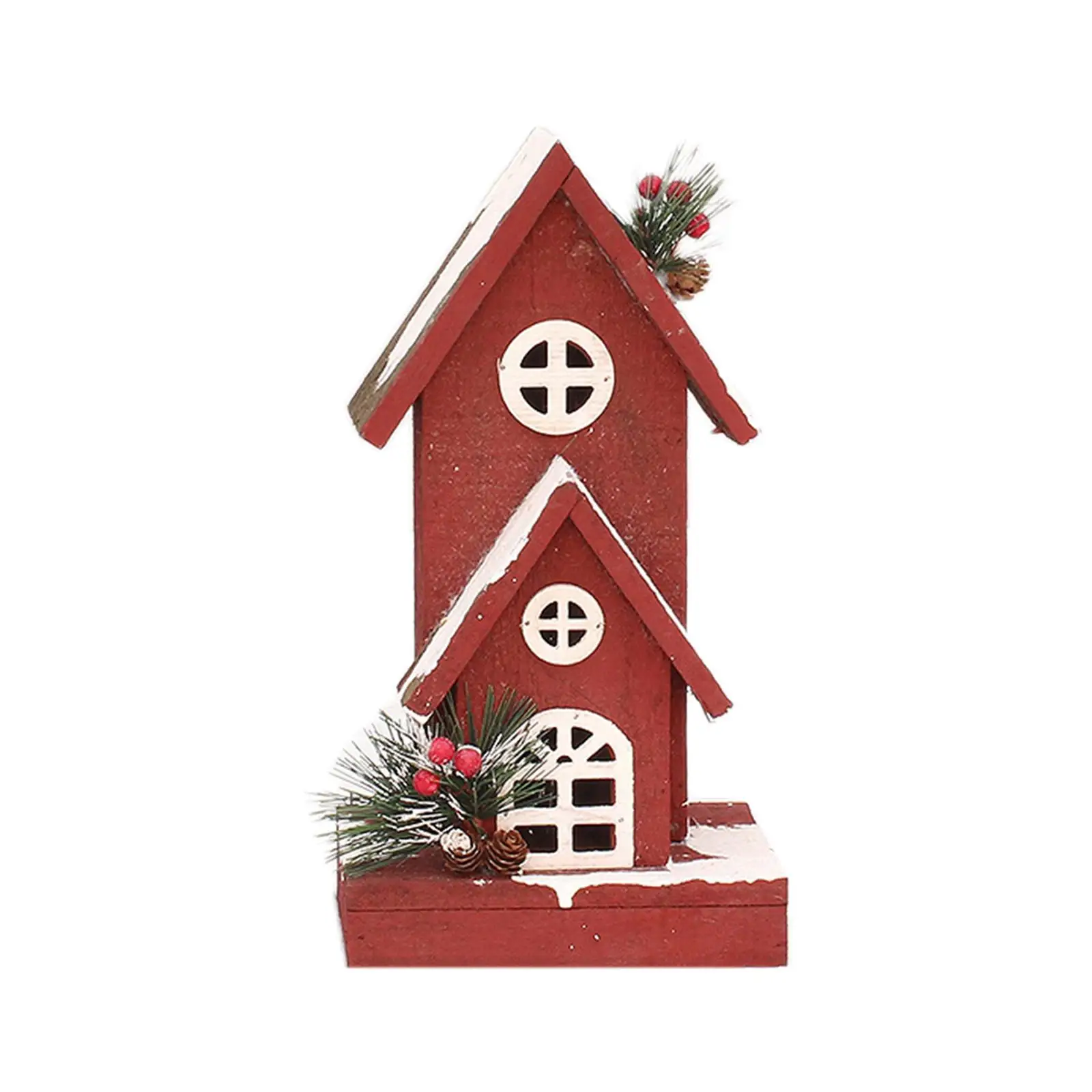 Wooden Light Up Village House Christmas Decoration LED Miniature Building Sculpture for Fireplace Mantle Table Centerpiece Home