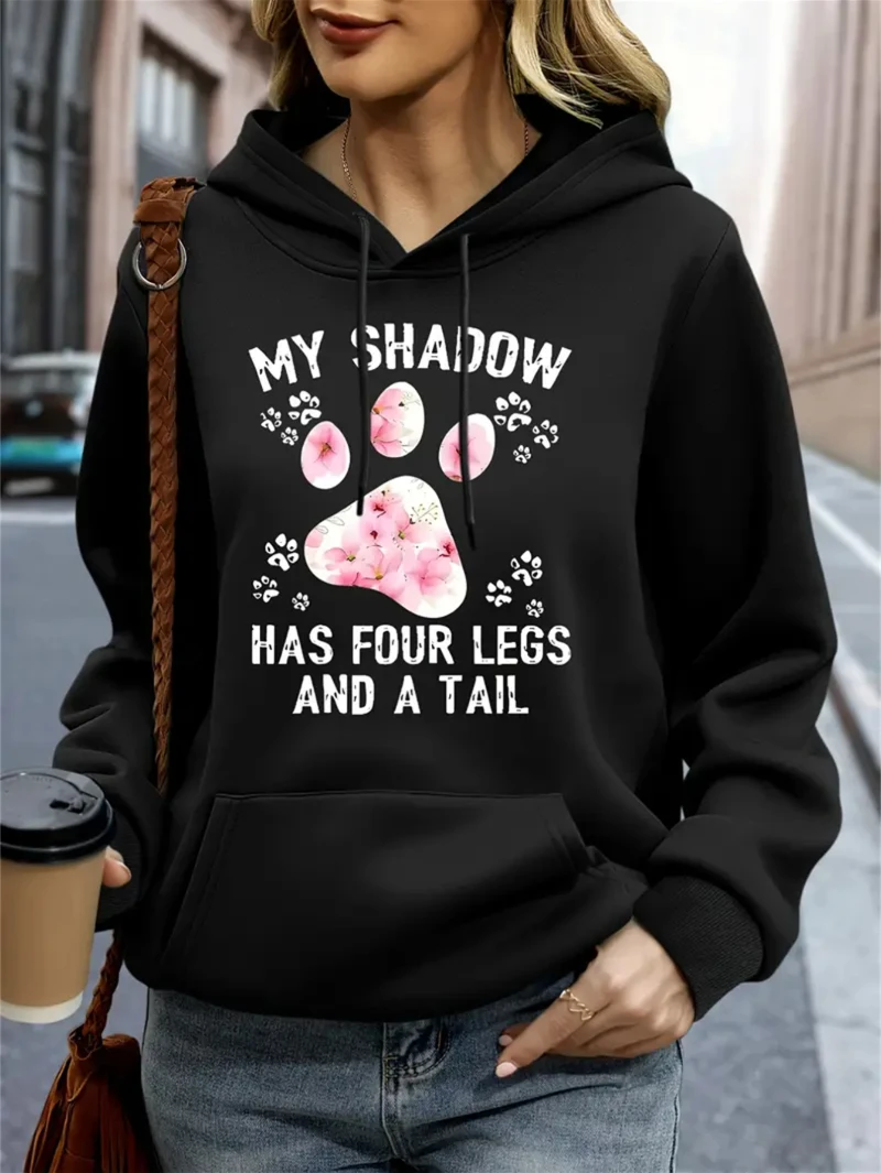 

2025 Autumn and Winter Urban Style Women Casual Shadow Four Legs A Tail Print High-end Luxury Is for Both Men and Women Top Y2k