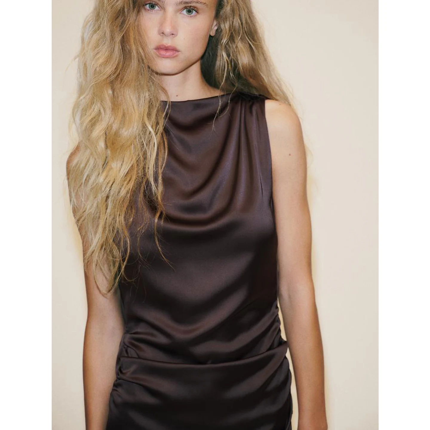 Autunno 2025 Nuovo lungo raso di seta Bal Svel collo alto Dr Casual X versione fibra di poliestere da donna Dr