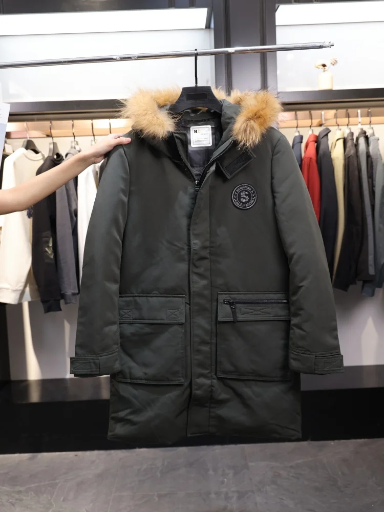 

Зимняя повседневная классическая куртка Homesi с капюшоном и меховым воротником, сохраняющая тепло, средней длины, пуховик, молодежная трендовая верхняя одежда