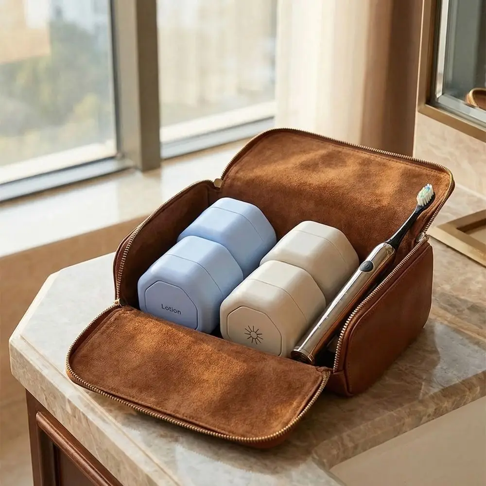 3PCS Hexagonal Magnetic Absorption Container Eco-Friendly Leak-Proof Stacking Dispenser with Lid Refillable Skincare Containers