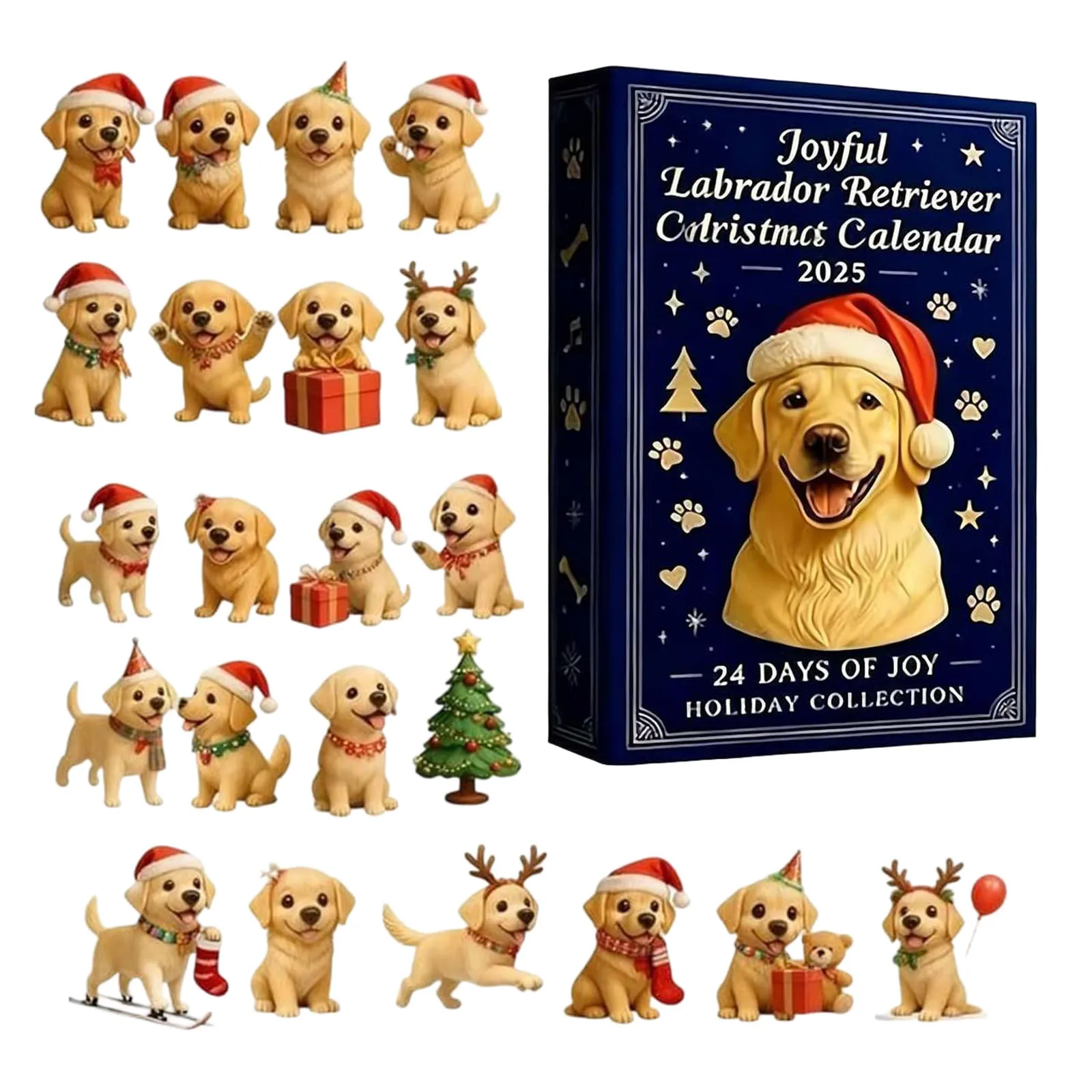 مؤقت التمرين مع ثانية 24 يوم مجيء الكلب قلادة عيد الميلاد التقويم 2D الاكريليك لطيف الكلب الصغيرة وعاء الفخار صغير مع الموقت