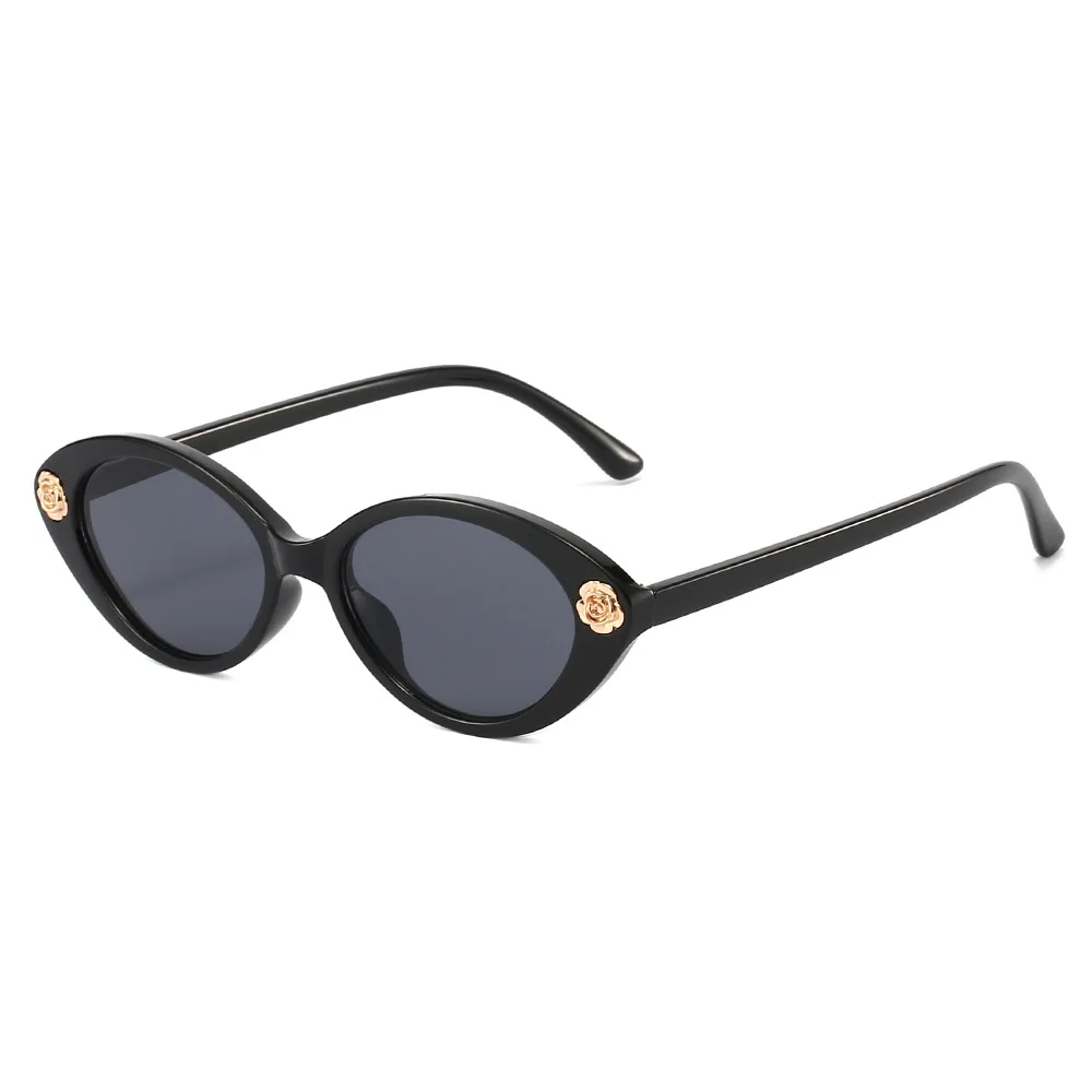 Neue Cat Eye Sonnenbrille Frauen Mode Blume Dekoration UV400 Reise Casual Sonnenschutz Damen Gläser