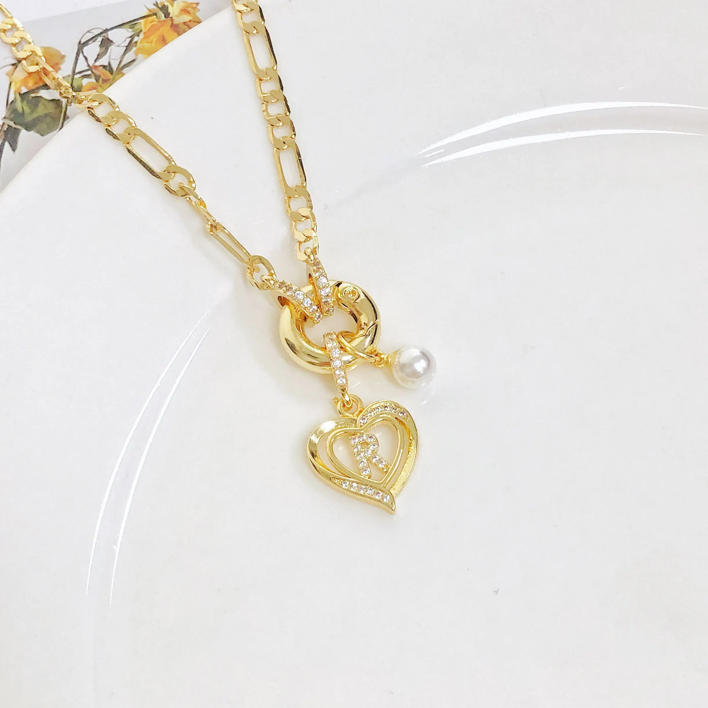 جديد وصول مطلية بالذهب زركونيا 26 الحروف الأولية A-Z مكتنزة سلسلة قلادة للنساء فتاة حفل زفاف اسم الأبجدية مجوهرات #4