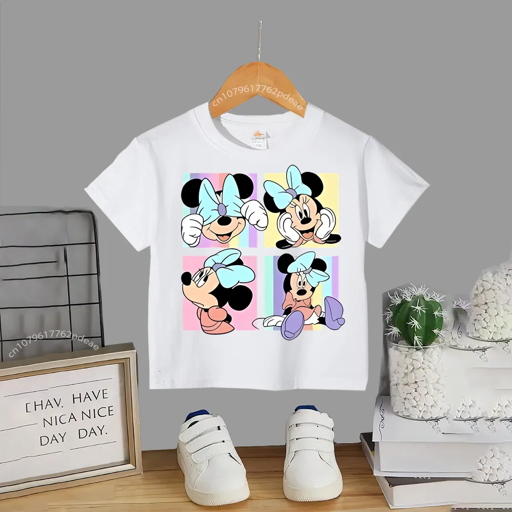 Disney Teen 100% Cotton T-shirt Kids Street Cartoon Playful Mickey Outdoor Comfortable Casual crew neck T-shirt Boys Girls short