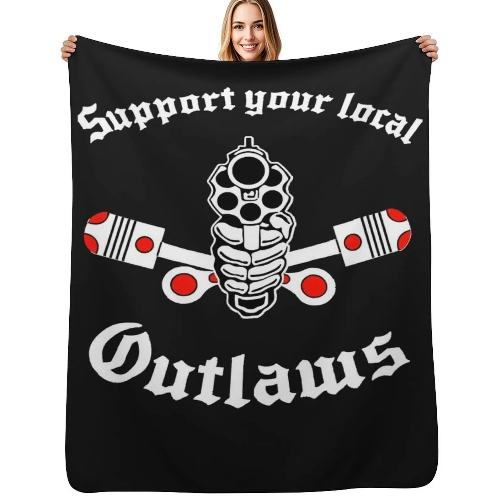 

Outlaw Mc Поддержка подарок на Хэллоуин, День Благодарения, Рождество, классическое одеяло, роскошные одеяла с волосатыми волосами