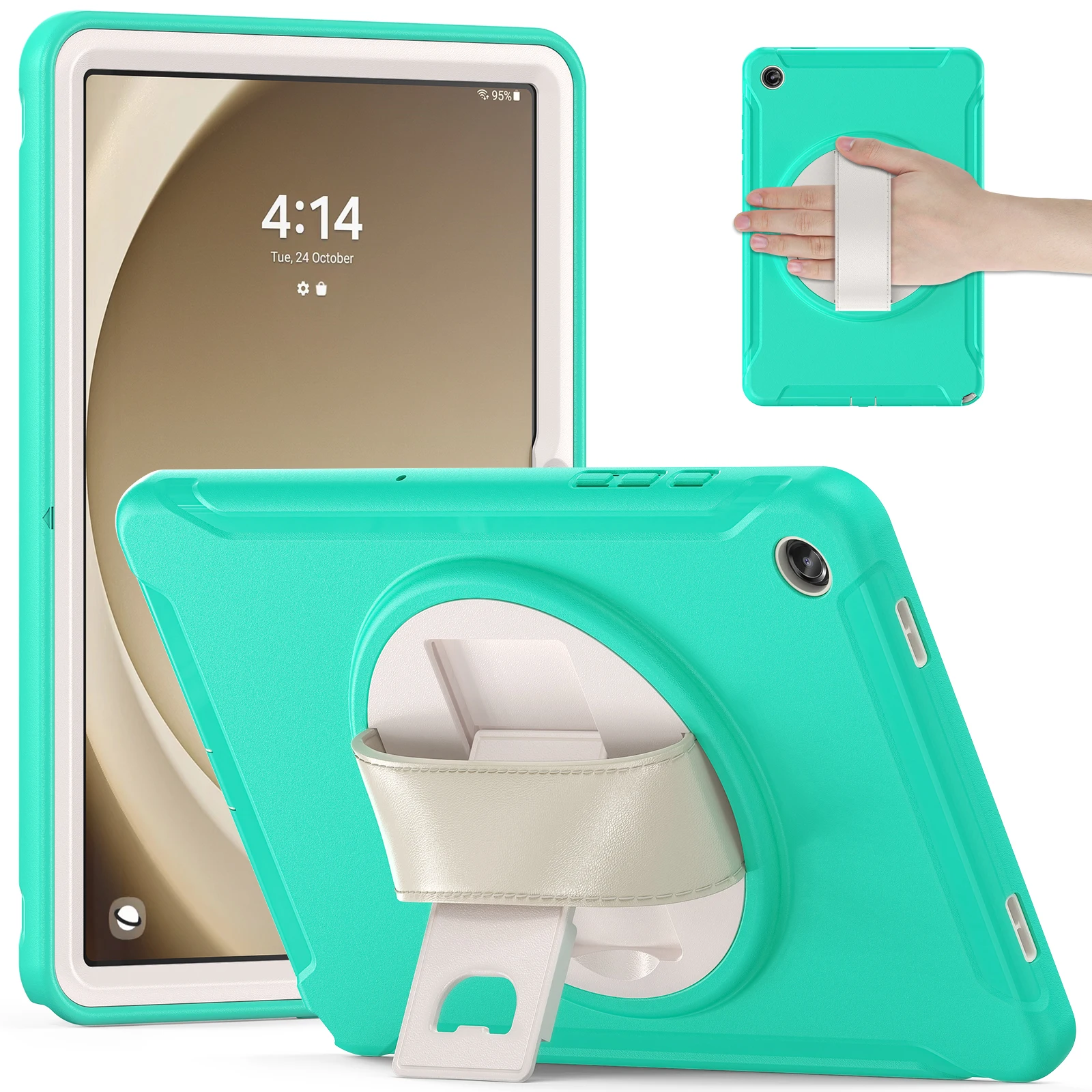 

For Samsung Galaxy Tab A9+ Kickstand Back Cover PC+TPU Tablet Case - Mint Green