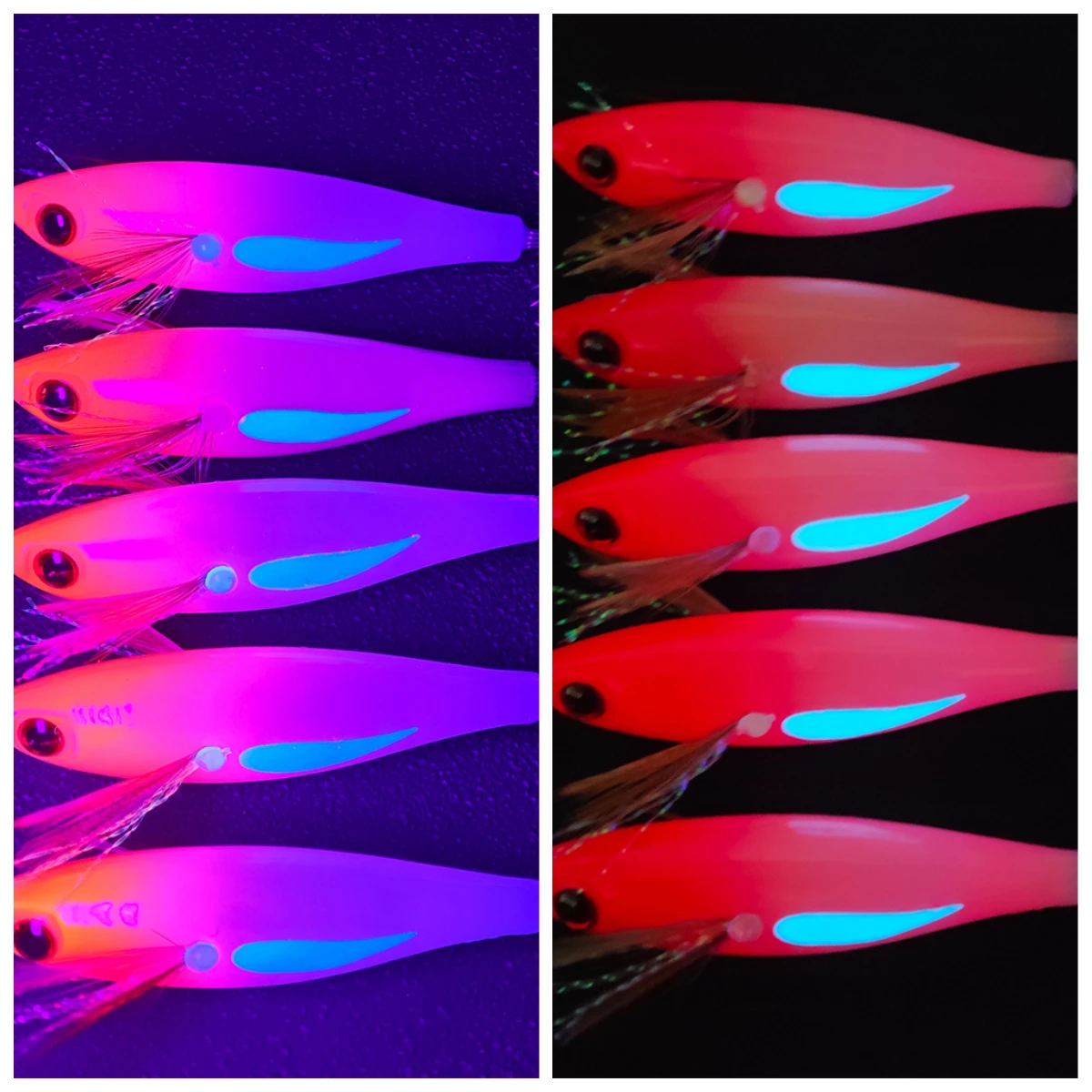 10pcs/set Horizontal Squid Jig Egi Set  Luminous UV Glow Shrimp Fishing Lure Cuttlefish Octopus Saltwater Artificial Bait Hook view 4