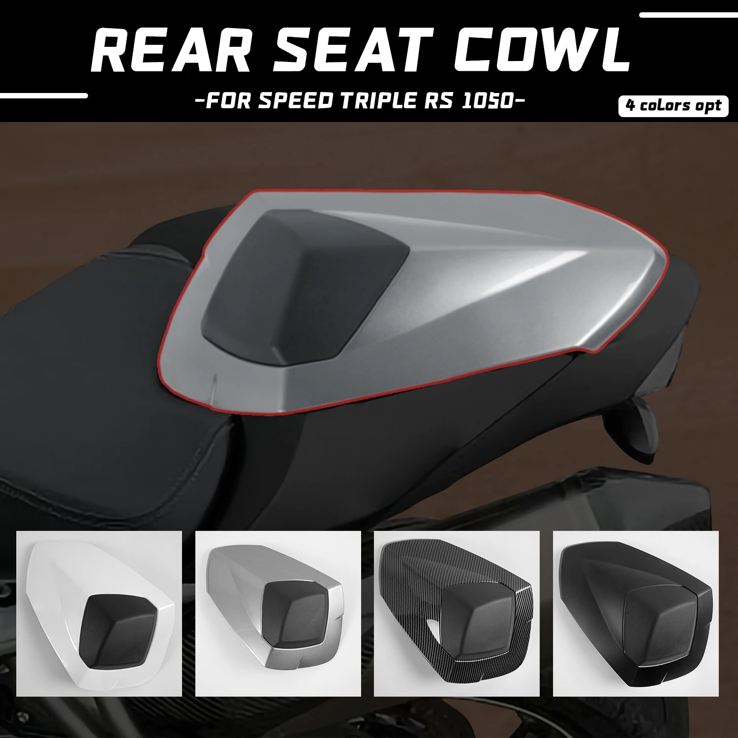 

Rear Seat Solo Single Pillion Passenger Seat Fairing Cover for Triumph Speed Triple RS 1050 2018 2019 2020 Motorcycle Accessorie